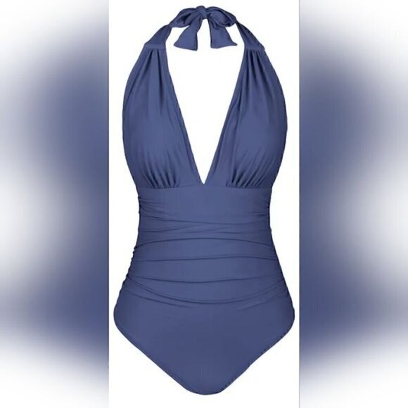 67.🆕XL Cupshe One Piece Halter Deep V Neck Swimsuit With Tummy Control … - Picture 4 of 5